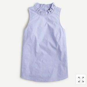 J Crew ruffle-neck top in end-on-end cotton